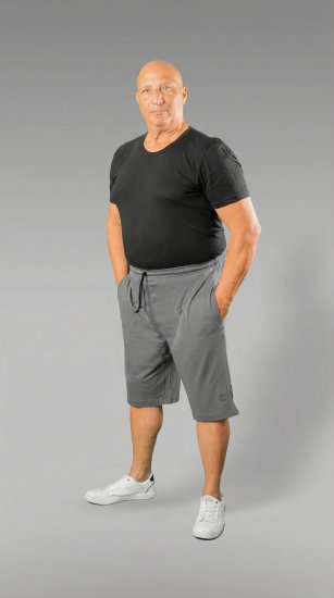20 Nodi Scirocco Short Leg Sports Pants in Combed Cotton Jersey Grey - Αθλητικές φόρμες/σορτσάκια - Αθλητικές Φόρμες ανδρικεσ μεγάλα μεγέθη