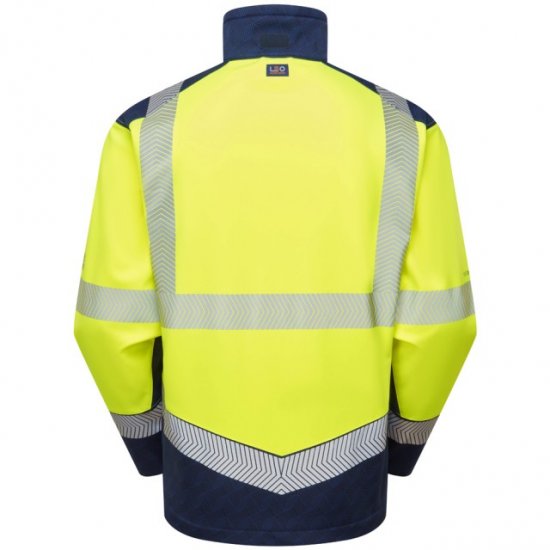 Leo Bowden Ecoviz Softshell Jacket Hi-Vis Yellow/Navy Print - Ρούχα εργασίας - Aνδρικά ρούχα εργασίας μεγάλα μεγέθη