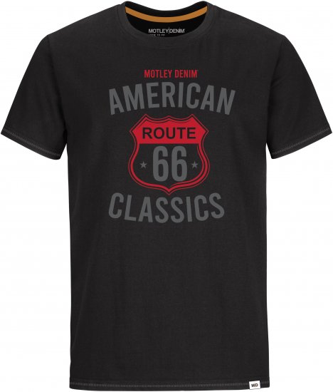 Motley Denim Spalding T-Shirt Black - Μακό μπλουζάκια - Aνδρικά μπλουζεσ μεγάλα μεγέθη