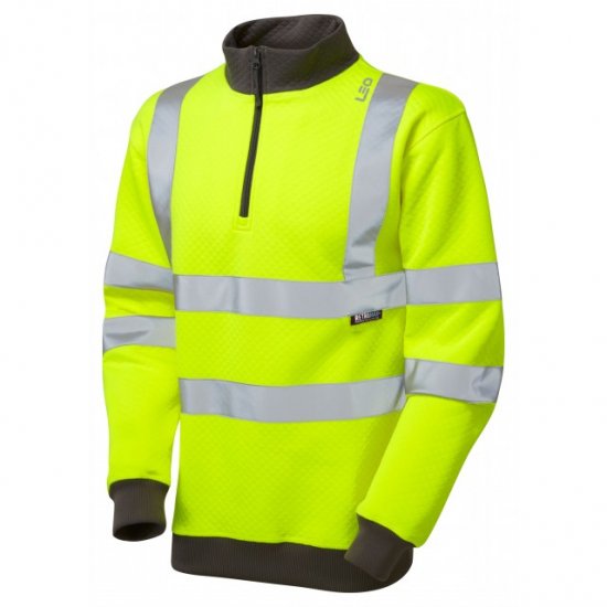 Leo Brynsworthy Ecoviz 1/4 Zip Sweatshirt Hi-Vis Yellow - Ρούχα εργασίας - Aνδρικά ρούχα εργασίας μεγάλα μεγέθη