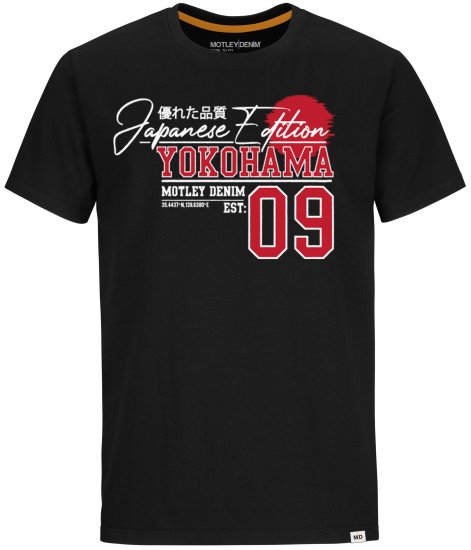 Motley Denim Sterling T-shirt Red on Black - Μακό μπλουζάκια - Aνδρικά μπλουζεσ μεγάλα μεγέθη