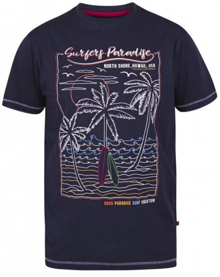 D555 Stewart Surfer'S Paradise Crew Neck T-Shirt Navy - Μακό μπλουζάκια - Aνδρικά μπλουζεσ μεγάλα μεγέθη