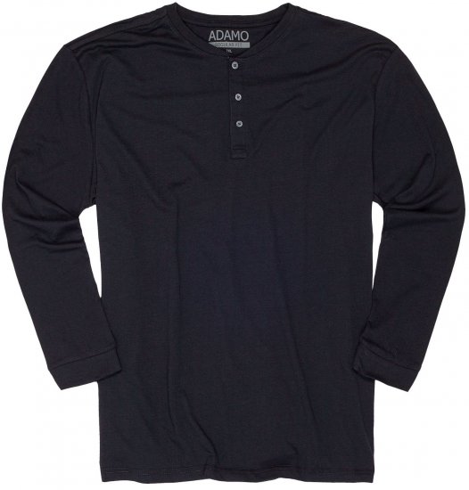 Adamo Sven Regular fit Serafino Long sleeve T-shirt Navy - Μακό μπλουζάκια - Aνδρικά μπλουζεσ μεγάλα μεγέθη