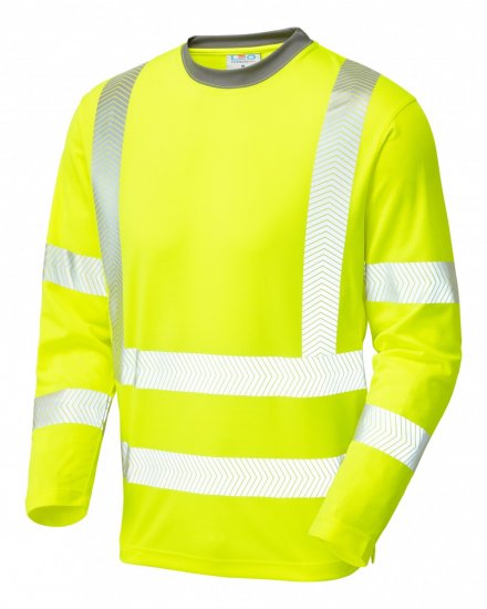 Leo Capstone Coolviz Plus Long Sleeve T-shirt Hi-Vis Yellow - Ρούχα εργασίας - Aνδρικά ρούχα εργασίας μεγάλα μεγέθη