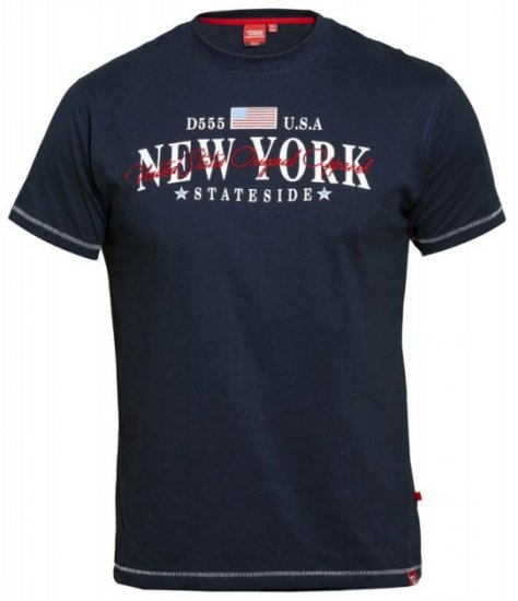 D555 Thornton Embroidery T-shirt Navy - Μακό μπλουζάκια - Aνδρικά μπλουζεσ μεγάλα μεγέθη