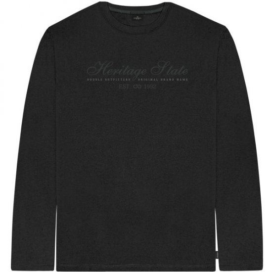 Double Outfitters TS-9171 Long Sleeve T-Shirt Embroidered Black - Μακό μπλουζάκια - Aνδρικά μπλουζεσ μεγάλα μεγέθη
