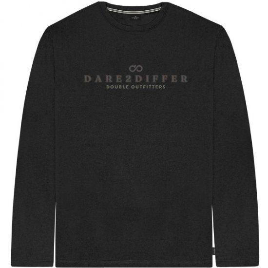 Double Outfitters TS-9172 Long Sleeve T-Shirt Print Black - Μακό μπλουζάκια - Aνδρικά μπλουζεσ μεγάλα μεγέθη