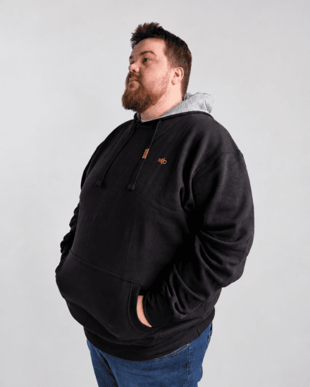 Motley Denim Riga Hoodie Black - φούτερ/Φούτερ με κουκούλα - φούτερ/Φούτερ με κουκούλα ανδρικά μεγάλα μεγέθη 