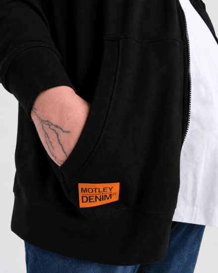 Motley Denim Copenhagen Hoodie Black - φούτερ/Φούτερ με κουκούλα - φούτερ/Φούτερ με κουκούλα ανδρικά μεγάλα μεγέθη 