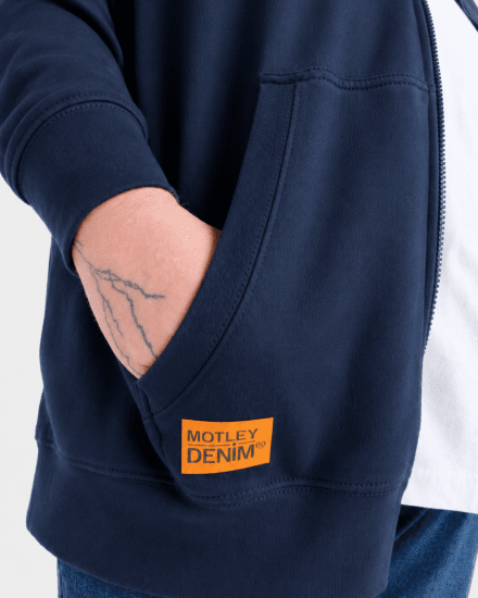 Motley Denim Copenhagen Hoodie Dark Indigo - φούτερ/Φούτερ με κουκούλα - φούτερ/Φούτερ με κουκούλα ανδρικά μεγάλα μεγέθη 