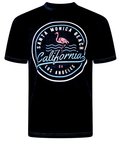 Kam Jeans 5707 Santa Monica Tee Black - Μακό μπλουζάκια - Aνδρικά μπλουζεσ μεγάλα μεγέθη