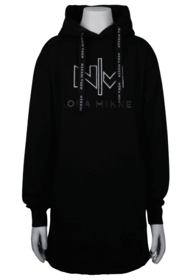 Nora Mikken KADRI WHITE Long Hoodie Black - Φούτερ/Φούτερ με κουκούλα - 