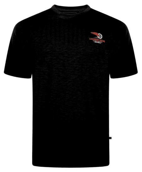 Kam Jeans 5710 Legendary Racing Slub Tee With Back Print Black - Μακό μπλουζάκια - Aνδρικά μπλουζεσ μεγάλα μεγέθη