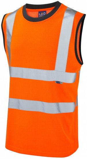 Leo Ashford Comfort Sleeveless T-shirt Hi-Vis Orange - Ρούχα εργασίας - Aνδρικά ρούχα εργασίας μεγάλα μεγέθη