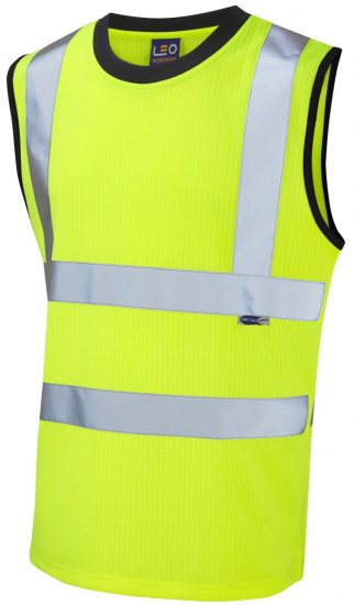 Leo Ashford Comfort Sleeveless T-shirt Hi-Vis Yellow - Ρούχα εργασίας - Aνδρικά ρούχα εργασίας μεγάλα μεγέθη
