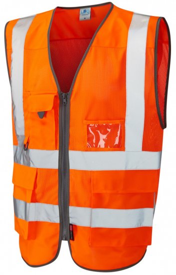 Leo Cobbaton Coolviz Superior Waistcoat Hi-Vis Orange - Ρούχα εργασίας - Aνδρικά ρούχα εργασίας μεγάλα μεγέθη