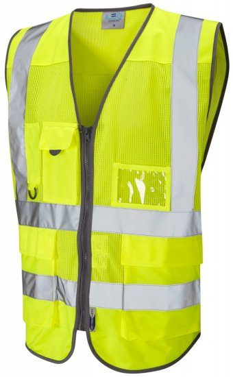 Leo Cobbaton Coolviz Superior Waistcoat Hi-Vis Yellow - Ρούχα εργασίας - Aνδρικά ρούχα εργασίας μεγάλα μεγέθη