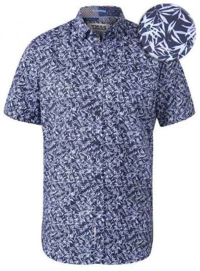 D555 Walpack Hawaiian Ao Print Short Sleeve Shirt Blue - Πουκάμισα - Aνδρικά πουκαμισα μεγαλα μεγάλα μεγέθη