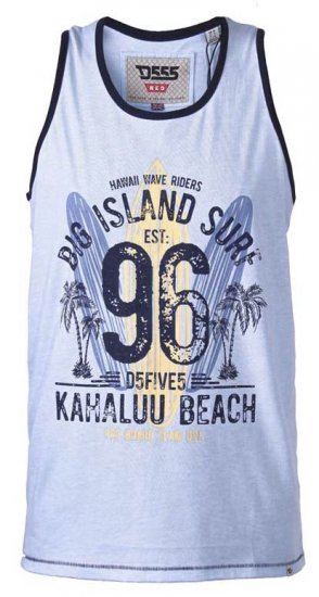 D555 Wirral Hawaii Surf Board Printed Vest Sky Blue - Μακό μπλουζάκια - Aνδρικά μπλουζεσ μεγάλα μεγέθη