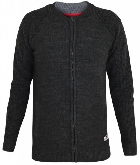 D555 Xavier Knitted Bomber Charcoal - φούτερ/Φούτερ με κουκούλα - φούτερ/Φούτερ με κουκούλα ανδρικά μεγάλα μεγέθη 