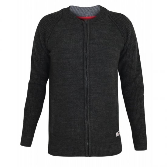 D555 Xavier Knitted Bomber Charcoal - φούτερ/Φούτερ με κουκούλα - φούτερ/Φούτερ με κουκούλα ανδρικά μεγάλα μεγέθη 