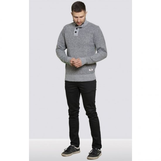 D555 Zane Sweater Grey - φούτερ/Φούτερ με κουκούλα - φούτερ/Φούτερ με κουκούλα ανδρικά μεγάλα μεγέθη 